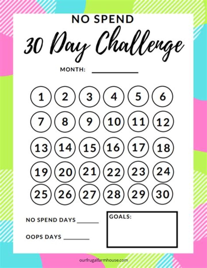 30 Day No Spend Challenge